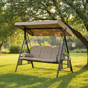 Sedia a dondolo popolare da esterno con struttura in metallo, sedia sospesa da giardino con tettuccio - Product Image 4