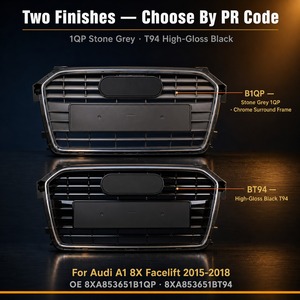 Pour <span class=keywords><strong>Audi</strong></span> <span class=keywords><strong>A1</strong></span> 8X Facelift 2015-2018 Grille de radiateur avant 8XA853651B1QP BT94 <span class=keywords><strong>Gris</strong></span> pierre Noir Cadre chromé brillant - Product Image 6