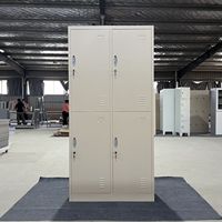 Casier métallique commercial 4 portes avec serrure à clé, durable, démontable, pour le rangement sécurisé des bureaux, écoles, ateliers et salles de sport