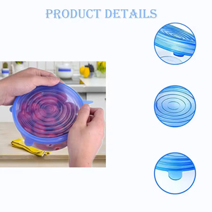 Juego de 6 Tapas de Silicona Ecológicas Multifuncionales para Conservar la Frescura de los Alimentos, Tapas para Recipientes de Refrigerador, Sellado y Conservación para la Cocina - Product Image 4