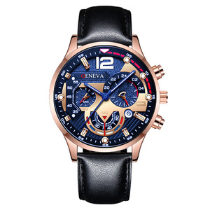 Hot-selling men's watch six-hand multi-functional calendar <b>wristwatch</b> sporty luminous quartz leather strap men's watch - Product Image 6
