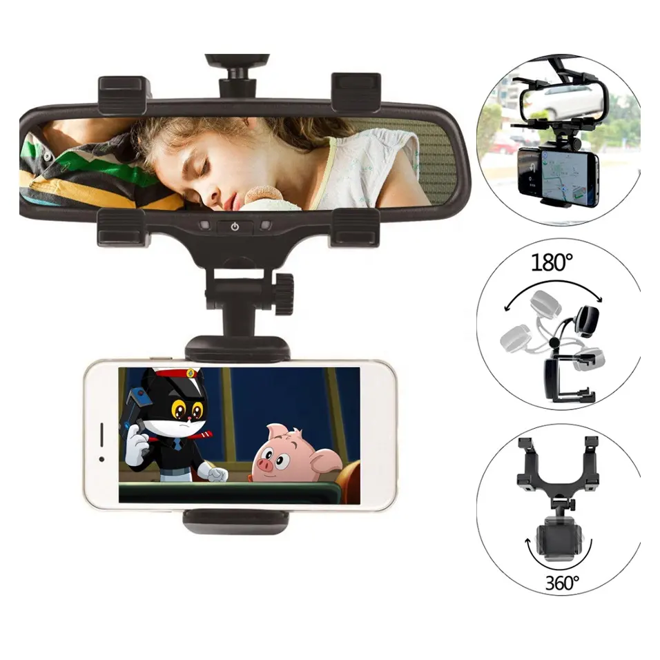 Universal Car RearView Mirror Mount Holder Car Stand Mobile Phone Holder for iPhone 7 Samsung