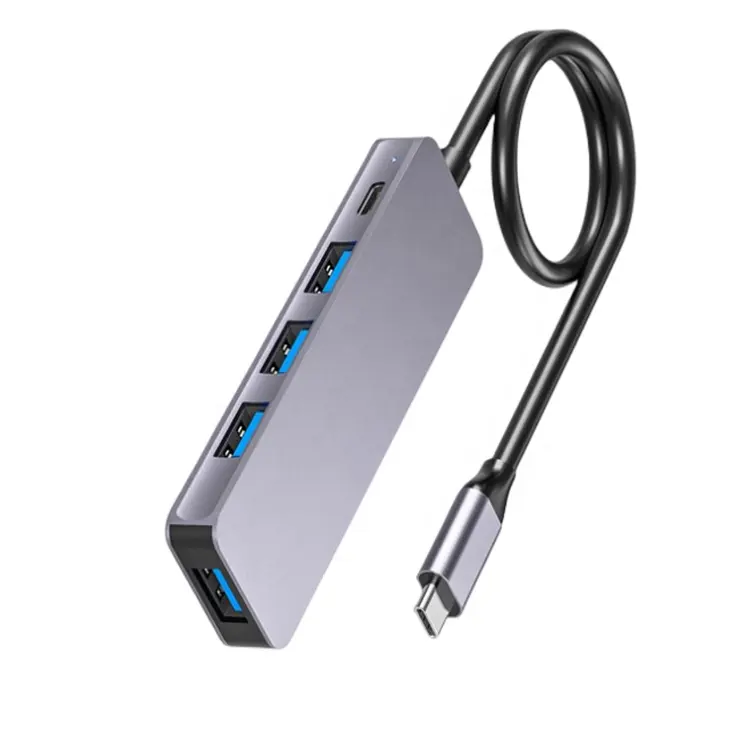 En aluminium 5 dans 1 Multi Fonction Adaptateur Type C 3.0 USB Hub station d'accueil avec PD chargeur pour Mac iPad PC