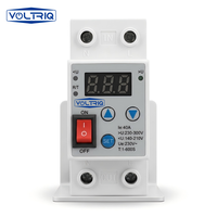 Interrupteur relais marche/arrêt monophasé VOLTRIQ 40A 63A 220V avec protection contre les surtensions et les sous-tensions, protecteur de tension 230V avec bouton