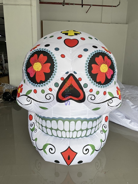 Custom Horror Cartoon Skull Inflatable Sculpture Halloween Theme Inflatable Party Decorations for Festival Event