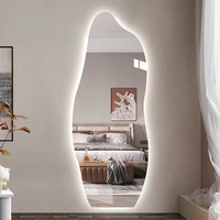 Miroir moderne minimaliste sans cadre, à commande tactile, éclairé par LED, de forme irrégulière, à poser au mur ou sur pied, design nuage
