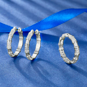 2025 minimaliste bijoux fins femmes brillant Zircon cercle boucles d'oreilles bicolore 925 en argent Sterling à la mode <span class=keywords><strong>immobilier</strong></span> - Product Image 5