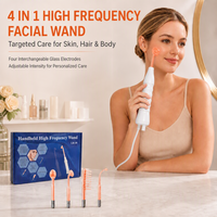 Nouveau Appareil Facial Haute Fréquence 4-en-1 de Soin de la Peau, Baguette de Massage pour le Visage, Machine de Thérapie Cutanée Darsonval