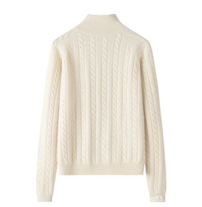 Nouveau cardigan élégant pour femmes, chaud et amincissant, respirant, col roulé, 100% cachemire, fermeture éclair - Product Image 5