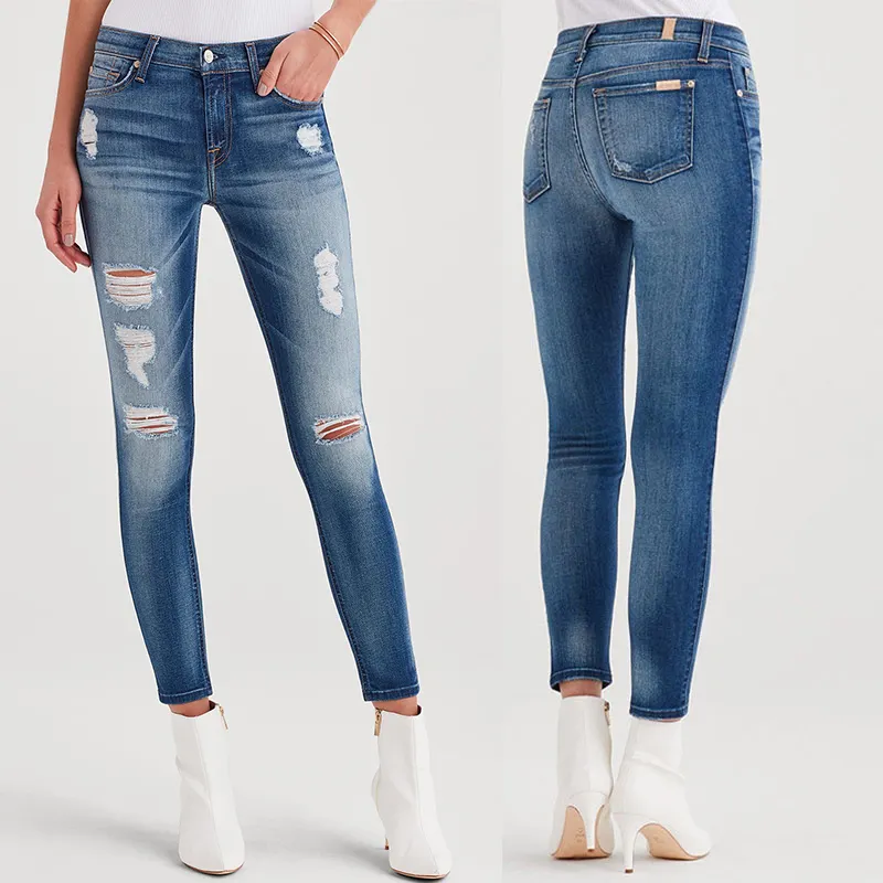 2021 son tasarım kot üstleri markaları sıkıntılı kızlar seksi sıkı popüler pantolon kadın kot kot