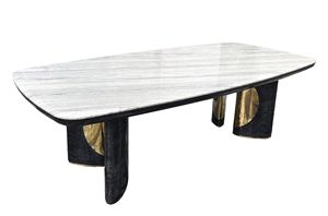 Modern Marble Top <b>Dining</b> <b>Table</b> with Wood Legs Durable & Eco-Friendly for Kitchen Living Room or Villa - Product Image 3