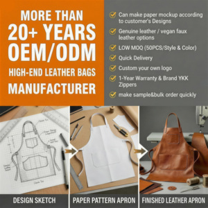 Tablier en cuir PU végétalien résistant à l'eau et aux taches, entièrement personnalisable avec logo OEM et marque privée, pour restaurants et cafés - Product Image 4