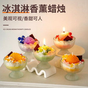 Ice <b>Cream</b> Scented Candles Fruit Shape Soy Wax Birthday Gift Novelty Candle - Product Image 1