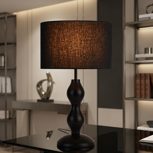 Support de lampe E27, abat-jour en tissu minimaliste et élégant avec accents en fer forgé - lampe de table décorative. - Product Image 4