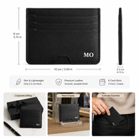 Porte-cartes en cuir fin multi-emplacements, étui pour cartes de crédit en cuir de vachette véritable avec logo personnalisé pour cadeaux d'affaires en gros