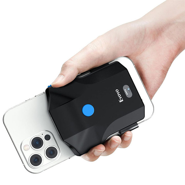Eyoyo Wireless Back Clip Phone 1D 2D QR Bar Code Reader Bluetooth Barcode Scanner Compatible with Android IOS iPad iPhone