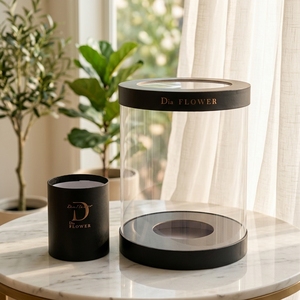 High Quality Recycled Materials Clear PVC Round Gift Flower <strong>Box</strong> with UV Coating Customized Size Logo Hot Sell Roses <strong>Present</strong> <strong>Box</strong> - Product Image 1