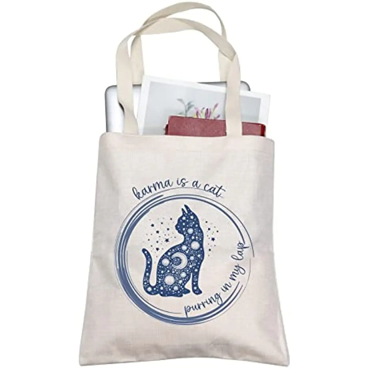 2023 Idea Gifts Karma is a Cat Purring in My Lap Lyrics Inspired Singer Canvas Tote Bag for Fan