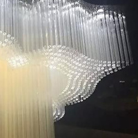 Lustre LED sur mesure, moderne, en tube de verre, pour salle de réception, hall d'accueil, hôtel, restaurant, décoration