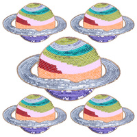Patch brodé planète arc-en-ciel à paillettes, directement de l'usine |   Applique de lettres scintillantes à thermocoller pour vêtements et accessoires
