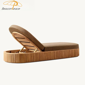 Diseño moderno Muebles de exterior Tumbona de madera de teca <span class=keywords><strong>Jardín</strong></span> Resort Ocio Hotel Piscina Tumbona de madera de teca - Product Image 5