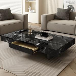 Mesa de Centro Rectangular de Metal con Placa de Roca, Estilo Moderno, Simple y de Lujo, a Precio de Fábrica - Product Image 5