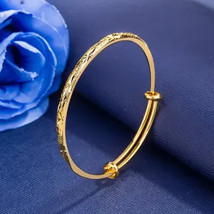 Engraved fashion wedding bracelet lucky 18k gold full star ladies adjustable bracelet ornaments