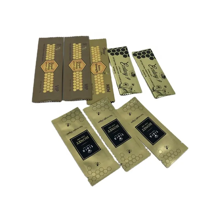 Custom small packaging sachet for the 10g 15g 20g honey packaging the plastic roll film snack use sachet bar pouch