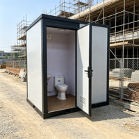 Cabine de toilettes mobile portable et durable, écologique, pour événements, avec structure en HDPE, ventilateur, porte coulissante et évier intégré