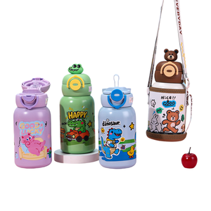 316 acier inoxydable isolé sous vide enfants bouteille d'eau mignon dessin animé sangle rabat couvercle résistant à la chaleur classique tasse enfants - Product Image 5