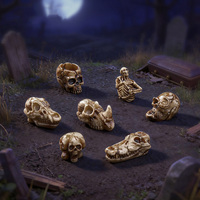 Miniatur Halloween Dekorasi Meja Lanskap Mikro Ornamen Kerajinan Terarium Liburan Seram Figur Tengkorak Resin Mini