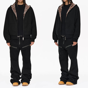 Felpe da uomo su misura felpe <span class=keywords><strong>con</strong></span> <span class=keywords><strong>cappuccio</strong></span> pesante <span class=keywords><strong>felpa</strong></span> da uomo ampia stampa leopardata <span class=keywords><strong>con</strong></span> fodera doppia cerniera giacca aperta - Product Image 6