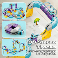 114PCS SETM Edukatif Elektrik DIY Perakitan 3D Kubus Magnetik Set Balok Anti-Gravitasi Slot Mobil Rel Kereta Trek Balap Mainan