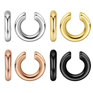 Boucles d'oreilles manchette en acier chirurgical 316L pour femmes en forme de C Huggie <span class=keywords><strong>Cartilage</strong></span> boucles d'oreilles manchette Non <span class=keywords><strong>Piercing</strong></span> rond fausse boucle d'<span class=keywords><strong>oreille</strong></span> - Product Image 4