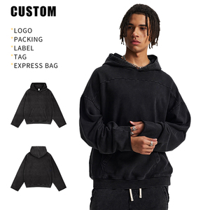 เสื้อฮู้ดดี้โอเวอร์ไซส์สไตล์สตรีทแวร์สำหรับผู้ชาย ผ้าคอตตอนหนานุ่ม สไตล์วินเทจ ล้างสีแบบแอซิดวอช ยูนิเซ็กซ์ รับสกรีนโลโก้ ปักลายอย่างดี - Product Image 3