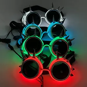 Lunettes rétro Cyberpunk lumière LED lunettes <span class=keywords><strong>Steampunk</strong></span> lunettes lumineuses Cool pour hommes femmes Halloween Cosplay fournitures de mode - Product Image 4
