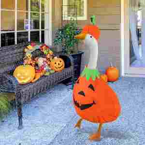 Déguisement de citrouille mignon pour oies en ciment, tenue d'extérieur pour décoration d'Halloween - Product Image 6
