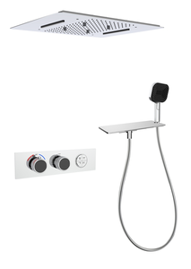 Brass Concealed Bathroom Shower Set square Top <b>Spray</b> Four Function Constant Temperature Wall <b>Mounted</b> Shower - Product Image 2