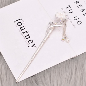 Accessoires de cheveux en perles de strass fleurs chinoises fourchettes à cheveux longues pampilles baguettes <span class=keywords><strong>chignon</strong></span> épingle à cheveux baguettes pour femmes - Product Image 2