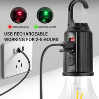 Lampe de camping LED rechargeable compacte et légère 3W, corps en plastique ABS/PC noir, ampoule COB, étanche IPX4, lumière du jour 6000K, CE