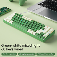 Clavier mécanique filaire BOW G68S, 68 touches, ABS, éclairage mixte, détachable, type-C, claviers de jeu filaires