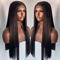 Rambut Vietnam Mentah Double Drawn Bone Straight Lace Front Wig Berkualitas Tinggi, Wig Rambut Asli Manusia Hd Lace Frontal untuk Wanita Kulit Hitam