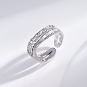 wholesale plata 925 sterling Silver Wave layer <b>ring</b> fine adjustable zirconia engagement wedding promise <b>finger</b> <b>rings</b> for woman - Product Image 3