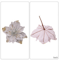 26cm Rouge Or Sequin Décoré Mini Fleurs Artificielles Poinsettia pour Ornements de Sapin de Noël