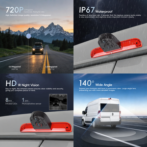 Caméra <span class=keywords><strong>de</strong></span> <span class=keywords><strong>recul</strong></span> Podofo pour voiture, vision nocturne, double caméra intégrée au feu stop pour Fiat Ducato/Peugeot <span class=keywords><strong>Boxer</strong></span> 2006-2018 OEM - Product Image 2