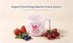 Vaso con Tapa, Diseño de Conejito Rosa, de Melamina, Libre de BPA, Apto para Lavavajillas, Ideal para Niños y Cocina - Product Image 3