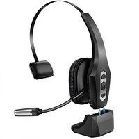 OTYHVV Trucker On-Ear untuk Headset dengan Basis Pengisian Daya Nirkabel, Hands-Free, Active Noise Cancellation, Tombol Mute, Waktu Putar 56 Jam