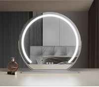 Miroir de maquillage de bureau à LED, design européen, commande tactile, CRI 90 élevé, dimmable, miroir personnalisé demi-cercle pour salon