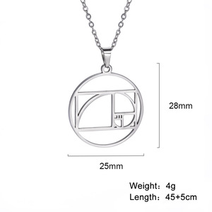 Collar con Colgante de Geometría de la Espiral de <span class=keywords><strong>Fibonacci</strong></span>, Círculo, Triángulo, Proporción Áurea, Collar de Acero Inoxidable para Mujer, Gargantilla, Joyería - Product Image 3