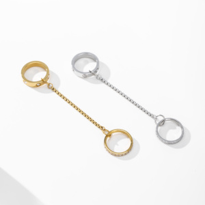 YF7016 Gioielli alla Moda, Anelli a Doppio Strato Impilabili in Acciaio Inossidabile Placcato Oro 18K PVD con Zirconi, Anelli con Nappine <span class=keywords><strong>per</strong></span> Donne - Product Image 6